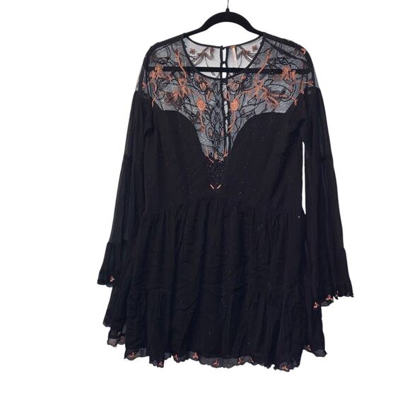 Free People beaded PANAMA CITY MINI DRESS black sz small - Picture 2 of 16